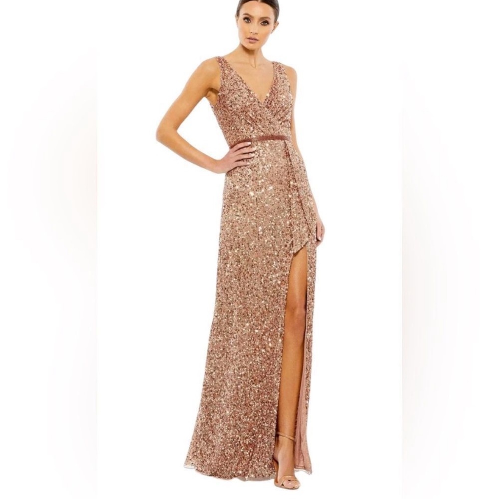 Mac Duggal Copper Sequin Sleeveless Formal Dress 5539| Size 16